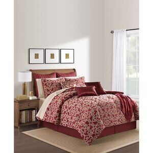Sunham Huntington Jacquard Comforter Bedroom Set Red Size King Defected